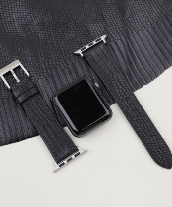 Black Lizard Leather Apple Watch Band