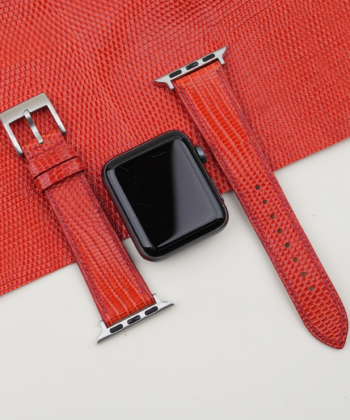 Red Orange Lizard Leather Apple Watch Band