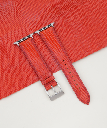 Red Lizard Leather Apple Watch Band