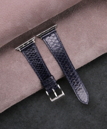 Navy Snake Sea Leather Apple Watch Band