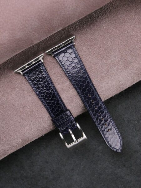 Navy Snake Sea Leather Apple Watch Band