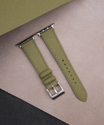 Olive Saffiano Leather Apple Watch Band