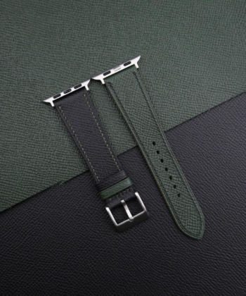 Black Green Epsom Calf Leather Apple Watch Band