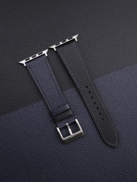Black Navy Epsom Calf Leather Apple Watch Band