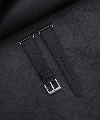 Black Saffiano Leather Apple Watch Band