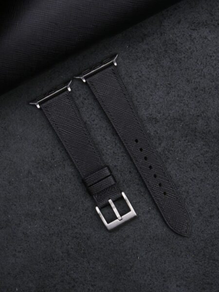 Black Saffiano Leather Apple Watch Band