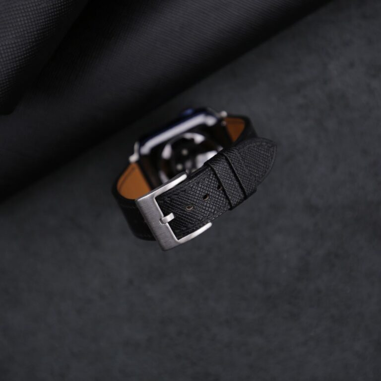 Black Saffiano Leather Apple Watch Band | Handdn - Bespoke Watchstraps
