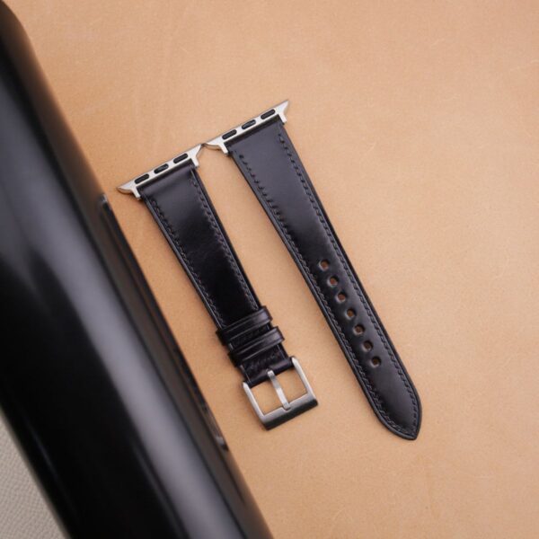 Black Shell Cordovan Leather Apple Watch Band