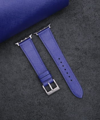 Blue Saffiano Leather Apple Watch Band