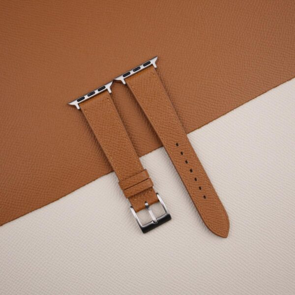  Dark Brown Epsom leather watch band, Handmade Calf