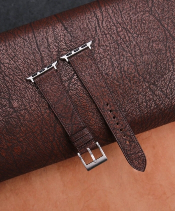 Dark Brown Alran Fat Nat Chevre Goat Leather Apple Watch Band