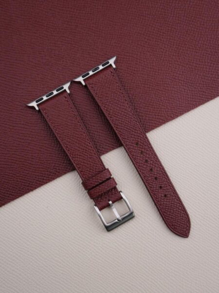 Burgundy Epsom Calf Leather Apple Watch Band