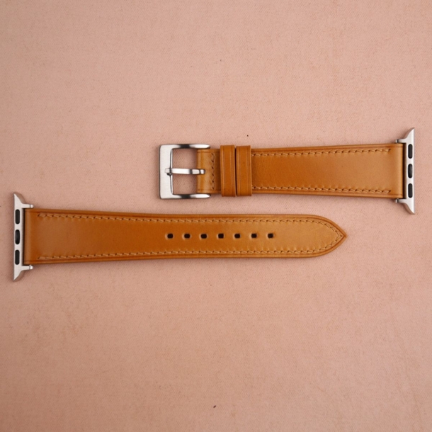 cognac shell cordovan leather apple watch band