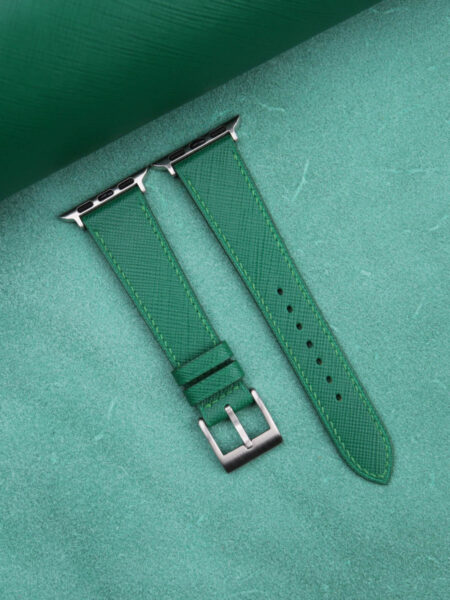 Green Saffiano Leather Apple Watch Band
