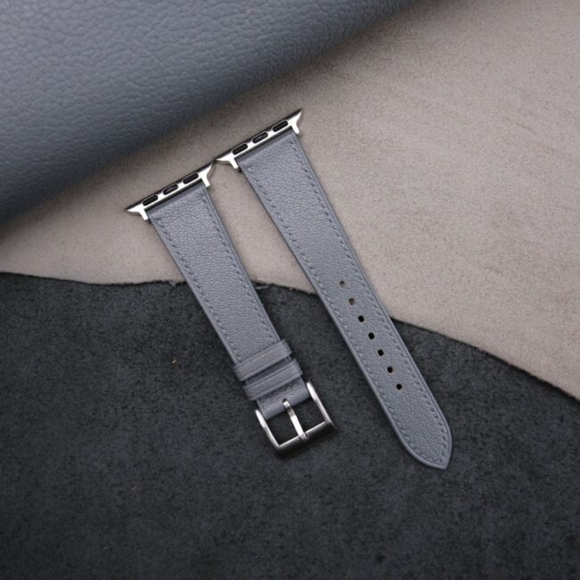 Steel Grey Alran Chevre Sully Leather Apple Watch Band