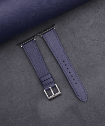 Navy Saffiano Leather Apple Watch Band