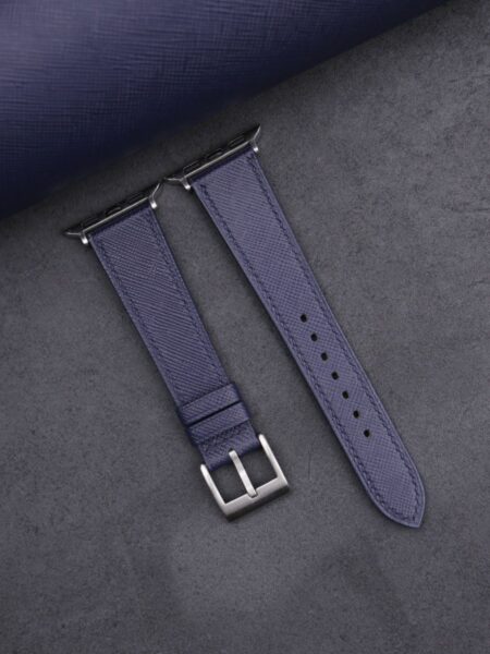 Navy Saffiano Leather Apple Watch Band