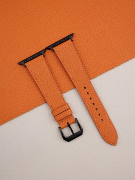 Orange Epsom Calf Leather Apple Watch Band