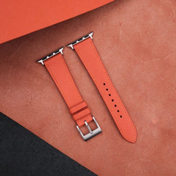 Handdn Orange Ostrich Leather Watch Strap