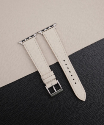 Snow Epsom Calf Leather Apple Watch Band