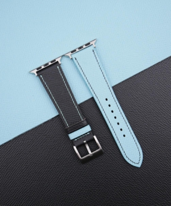 Turquoise Black Epsom Calf Leather Apple Watch Band