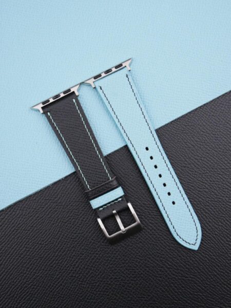 Turquoise Black Epsom Calf Leather Apple Watch Band