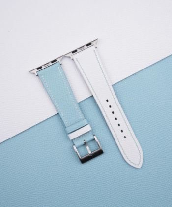 White Light Blue Epsom Calf Leather Apple Watch Band