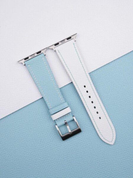 White Light Blue Epsom Calf Leather Apple Watch Band