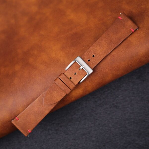 Vintage Brown Maya Vegetable Tanned Calfskin Leather Side-Stitch Watch Strap