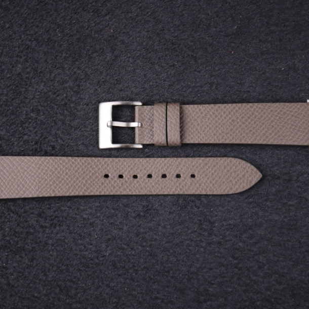 vintage light grey epsom leather slim watch strap