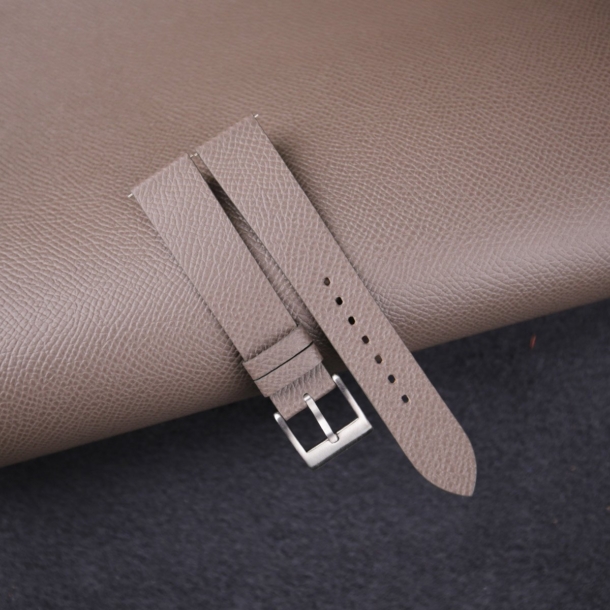 vintage light grey epsom leather slim watch strap