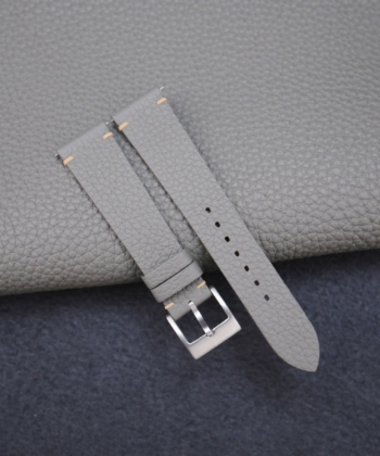 vintage grey togo leather side stitch watch strap