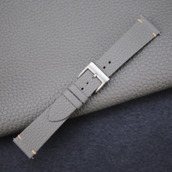 vintage grey togo leather side stitch watch strap