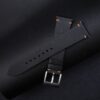 Vintage Black Saffiano Leather Side-Stitch Watch Strap