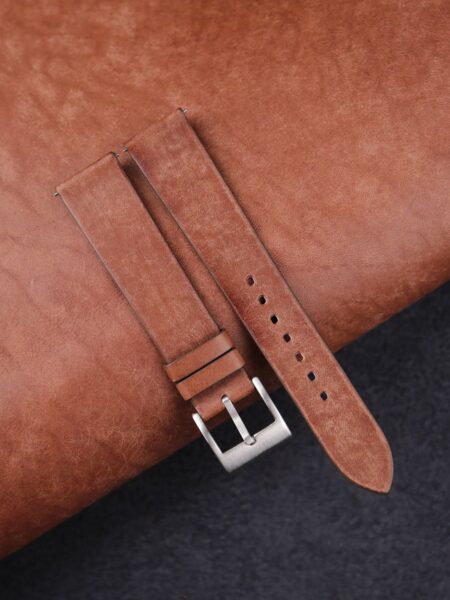 Vintage Brown Maya Vegetable Tanned Calfskin Leather Slim Watch Strap