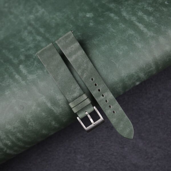 Vintage Green Maya Vegetable Tanned Calfskin Leather Slim Watch Strap