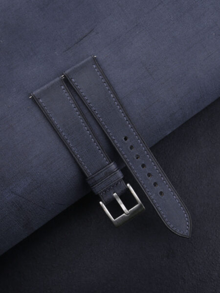 Navy Babele Leather Watch Strap