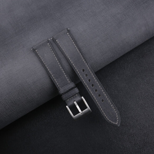 Dark Grey Babele Leather Watch Strap