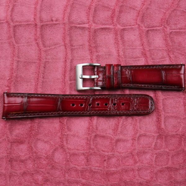 Patina Burgundy Alligator Leather Watch Strap (Curved End)