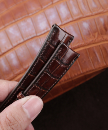 Patina Padded Brown Alligator Leather Watch Strap