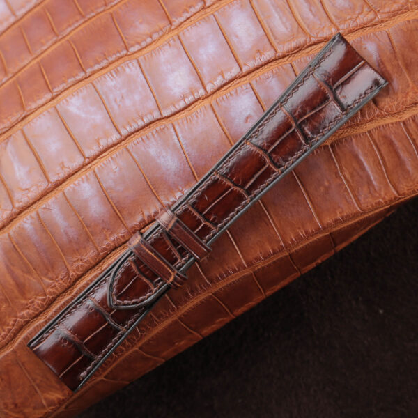 Patina Padded Brown Alligator Leather Watch Strap