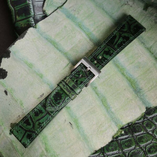 patina green alligator leather watch strap