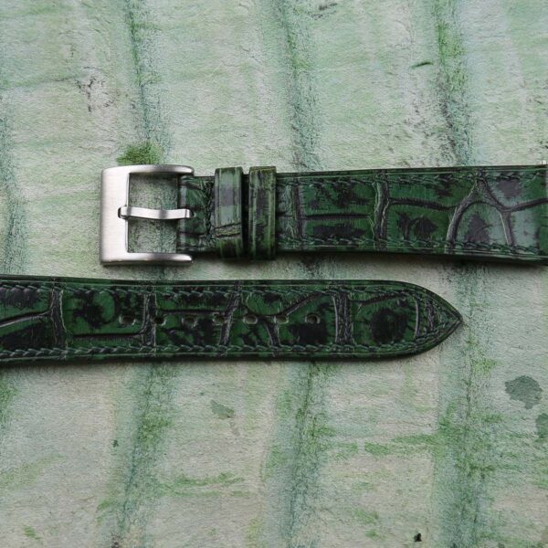 patina green alligator leather watch strap