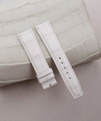 White Alligator Leather Watch Strap (Pilot Tip Shape)