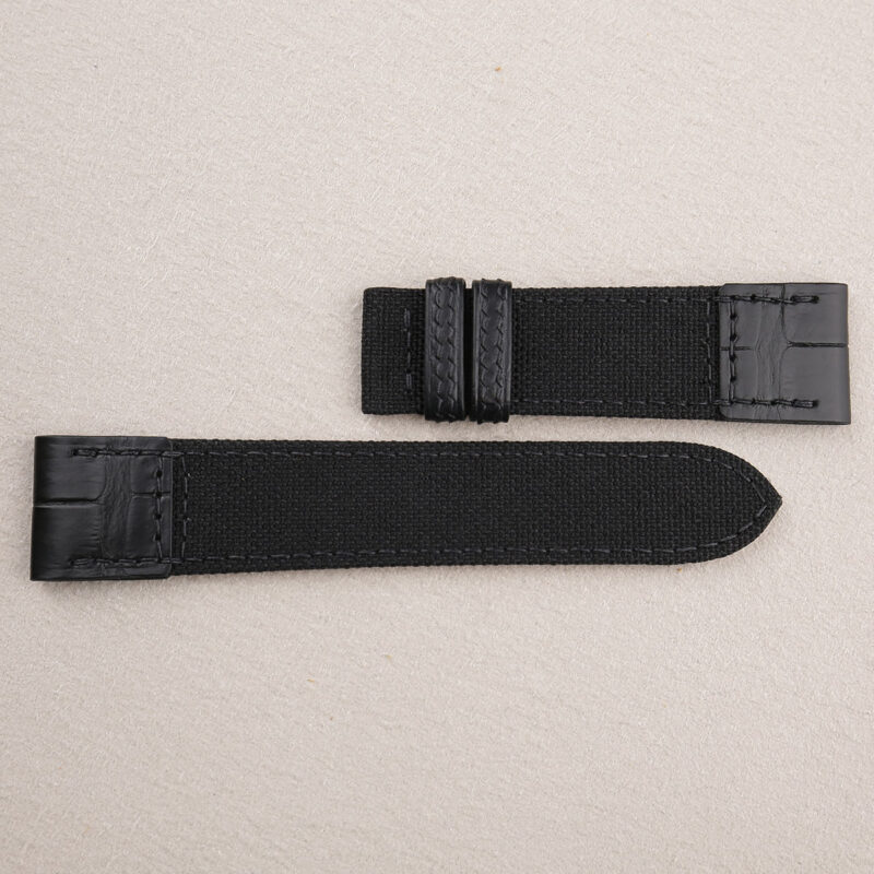 Black Canvas Mix Alligator Watch Strap | Handdn