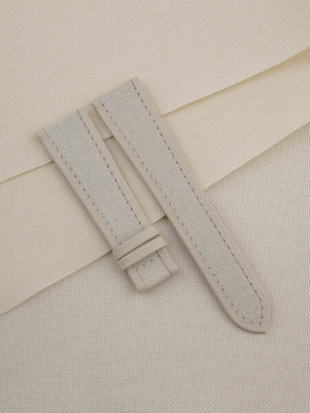 Pearl White Canvas Folded Edge Pearl White Epsom Watch Strap