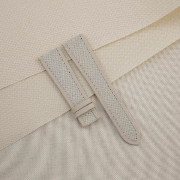 White Canvas Folded Edge Pearl White Epsom Watch Strap