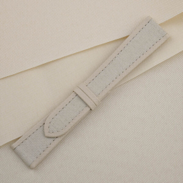 White Canvas Folded Edge Pearl White Epsom Watch Strap
