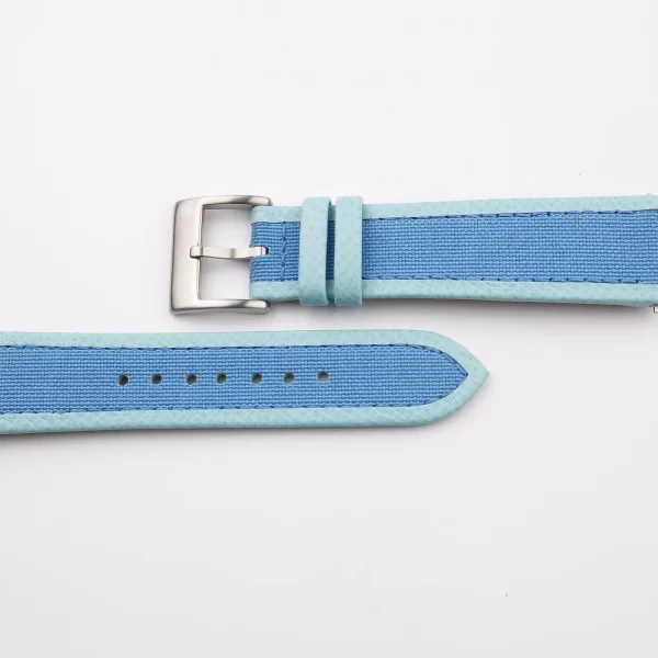 Blue Canvas Folded Edge Epsom Watch Strap