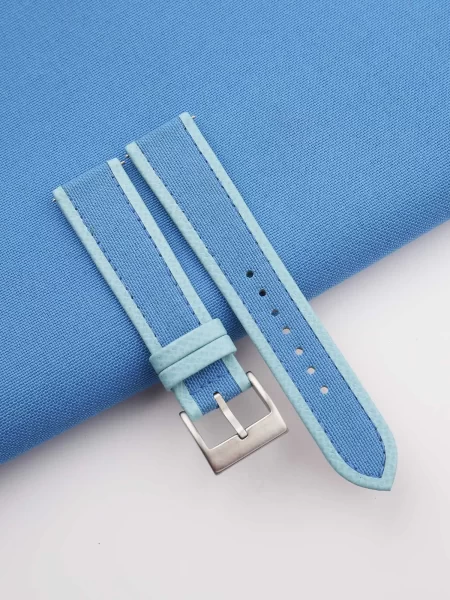 Baby Blue Canvas Folded Edge Epsom Watch Strap